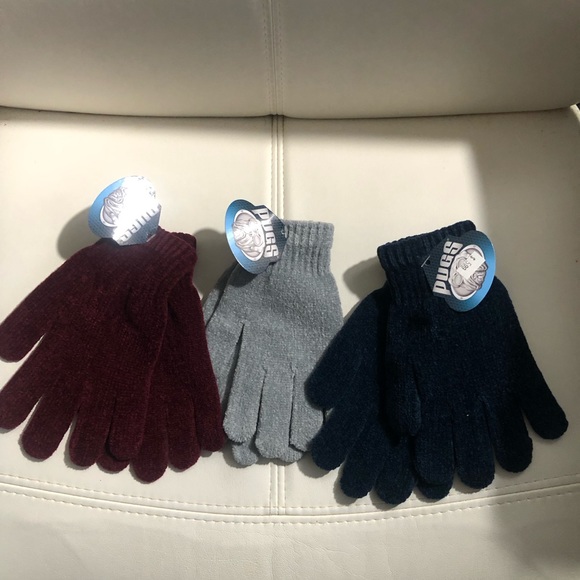 Pugs Chenille Red, Blue & Gray Stretch Gloves(3pairs)New lot of 3 - Picture 4 of 7